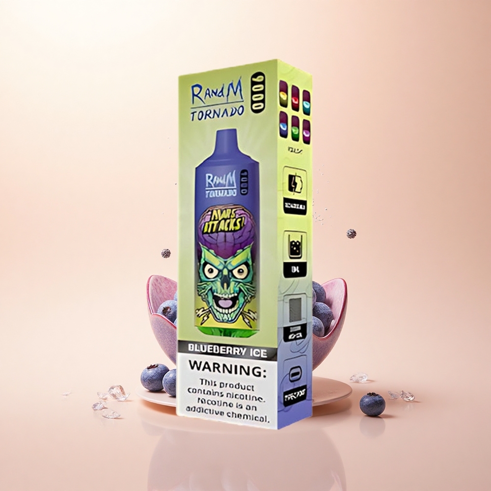 RandM Fumot Tornado 9000 Puffs Borówkowy Lód z Miękką Siatką i RGB Wyświetlaczem