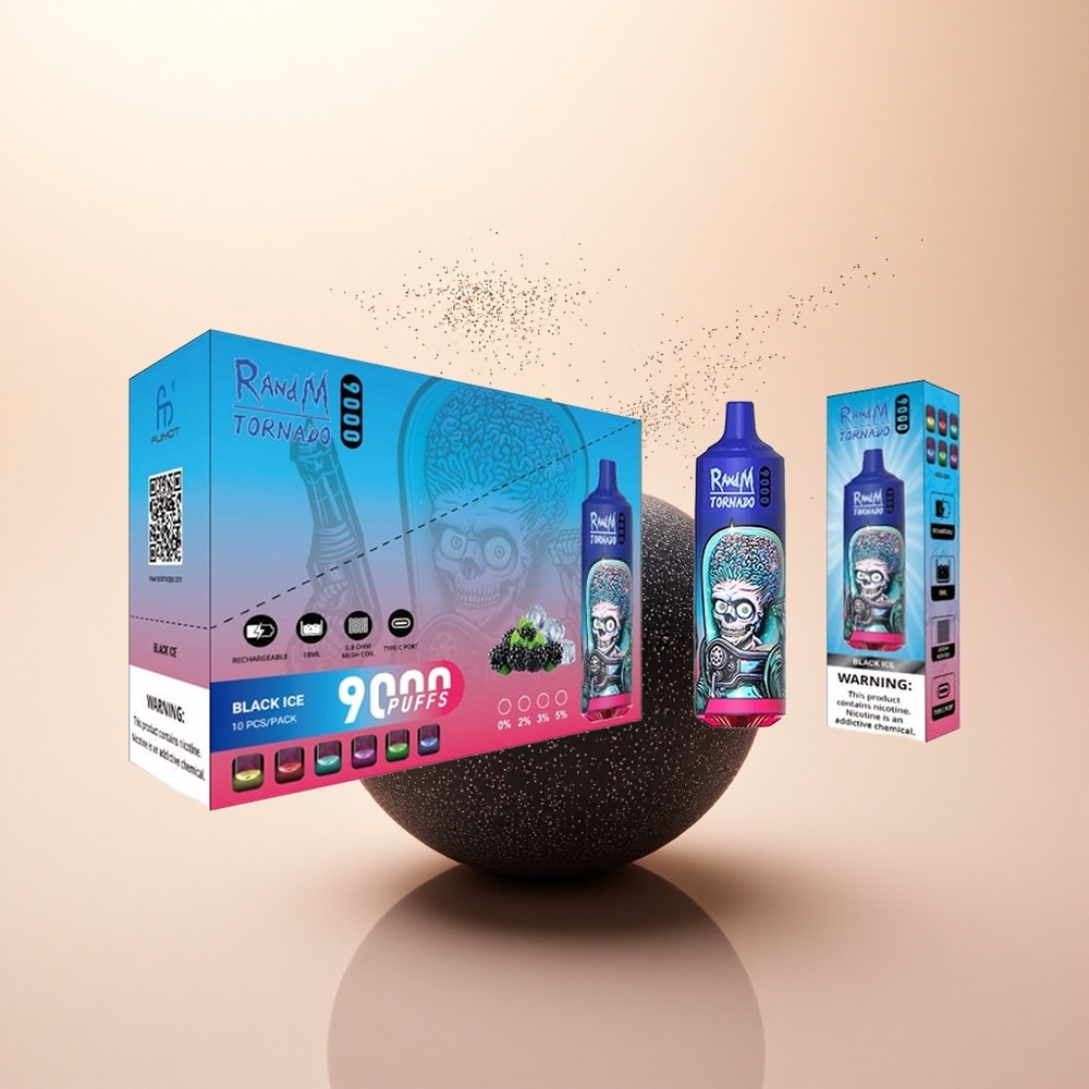RandM Fumot Tornado 9000 Puffs Czarny Lód 850 Mesh RGB