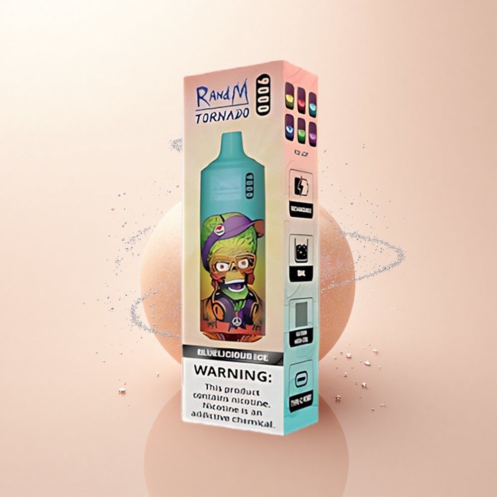 RandM Fumot Tornado 9000 Puffs Lodowisko Niebieskiej Rozkoszy z 18 mL Płynu i Wyświetlaczem RGB