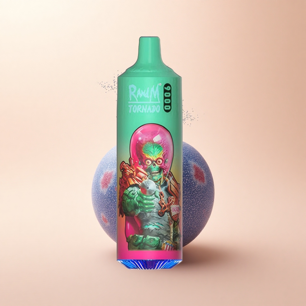 RandM Fumot Tornado 9000 Puffs Niebieski Malinowy Kusz z Mesh i RGB