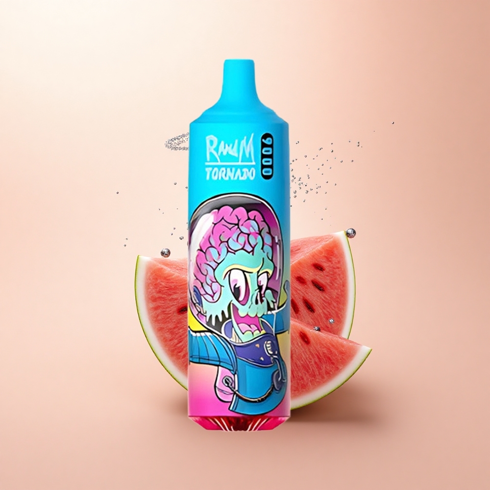 RandM Fumot Tornado 9000 Puffs Prime Truskawka Arbuz z Miękką Siatką i RGB Wyświetlaczem