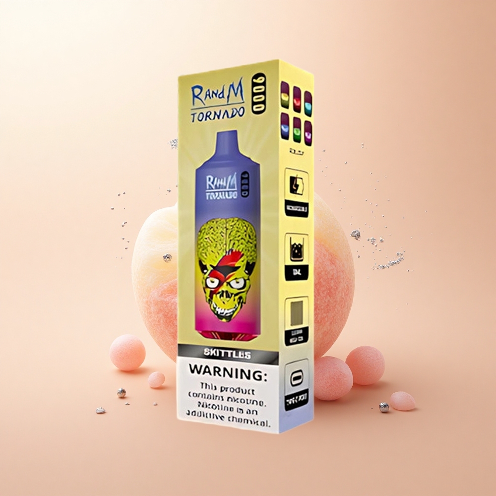 RandM Fumot Tornado 9000 Puffs Tęczowe Tornado 9000 Puffów z Wyświetlaczem RGB i 18 mL Płynu