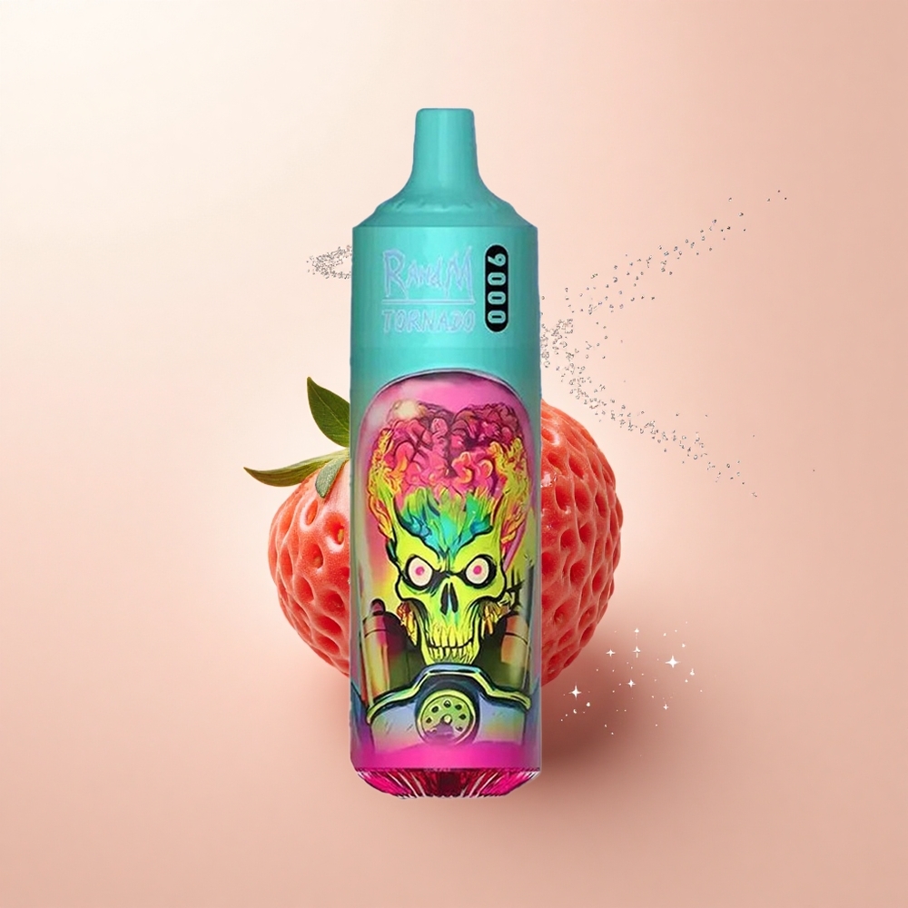 RandM Fumot Tornado 9000 Puffs Truskawka Malina z Wyświetlaczem RGB i Płynem 18 mL