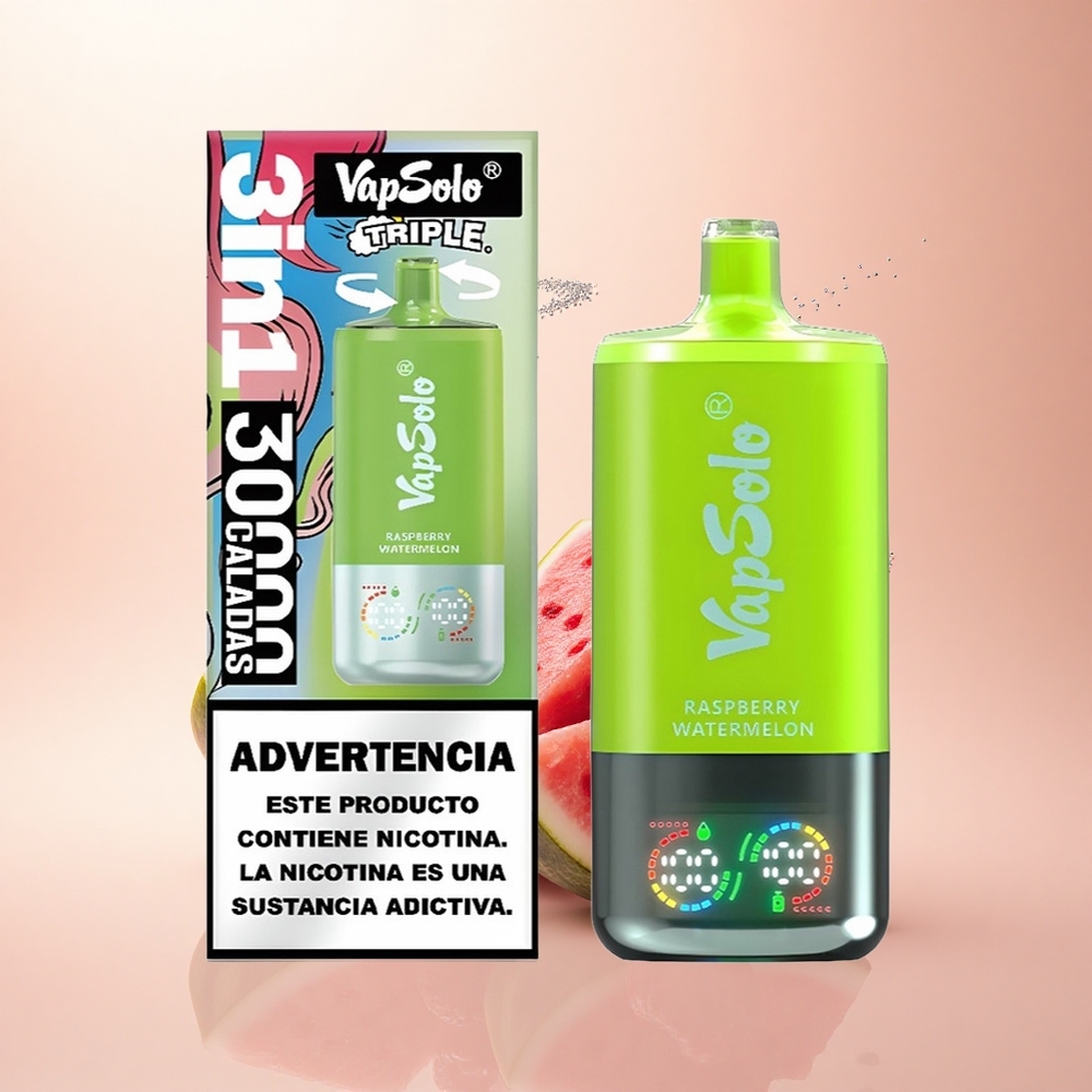 Vapsolo Triple 30000 Puffs Malinowa Arbuzowa Trójka Typ-C