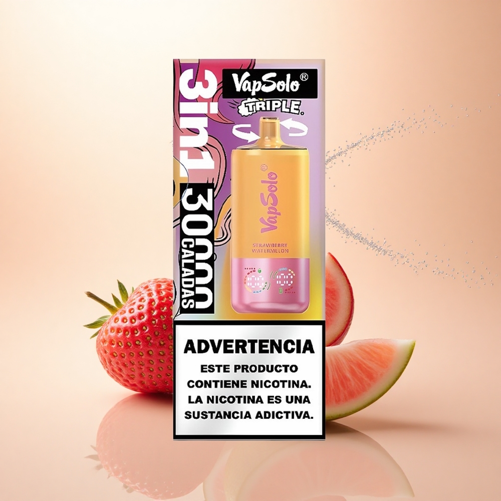 Vapsolo Triple 30000 Puffs Truskawka Arbuz & Cytryna Brzoskwinia z 40ml Płynu i Typem-C
