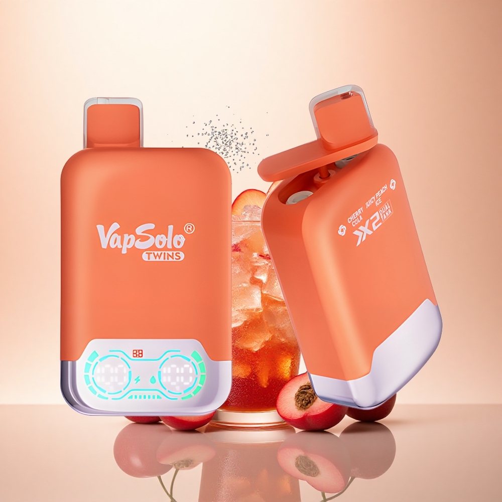 Vapsolo Twins 20000 Puffs Wiśniowa Cola & Soczysta Brzoskwinia Lód z 40 ml Płynu i Typem-C