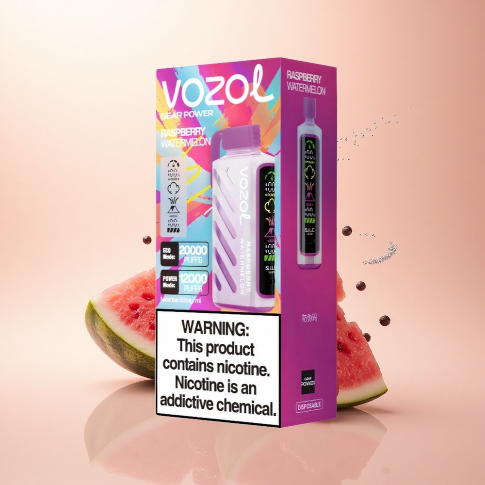 VOZOL Gear Power 20000 Puffs Malinowy Arbuz z Podwójną Siatką i Ekranem Pełnoekranowym