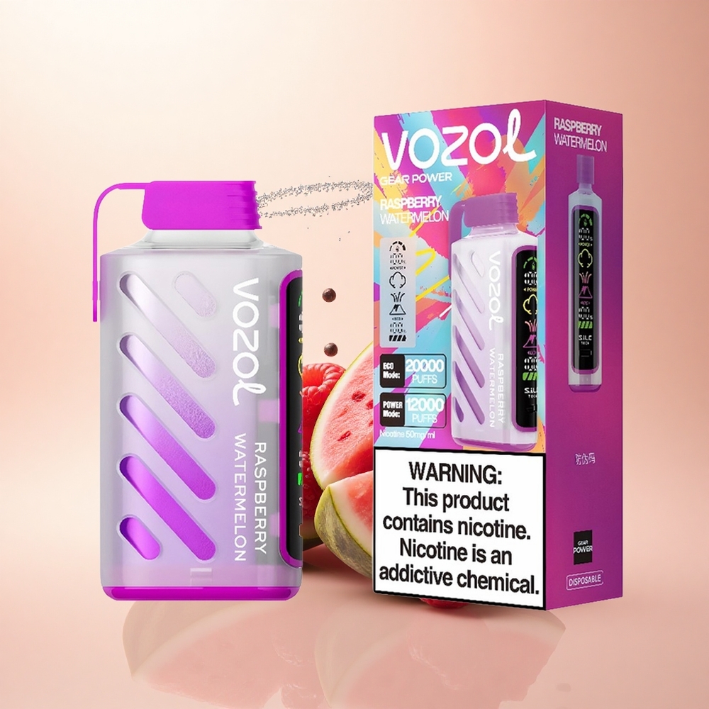 VOZOL Gear Power 20000 Puffs Malinowy Arbuz z Podwójną Siatką i Ekranem Pełnoekranowym