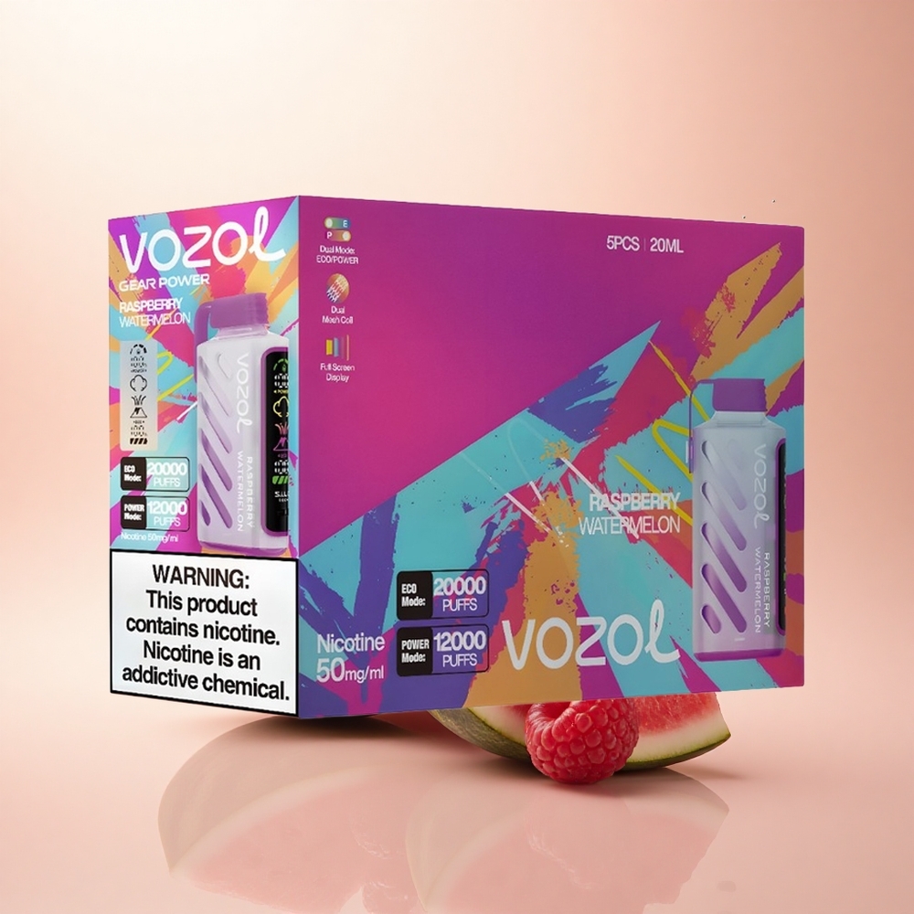 VOZOL Gear Power 20000 Puffs Malinowy Arbuz z Podwójną Siatką i Ekranem Pełnoekranowym