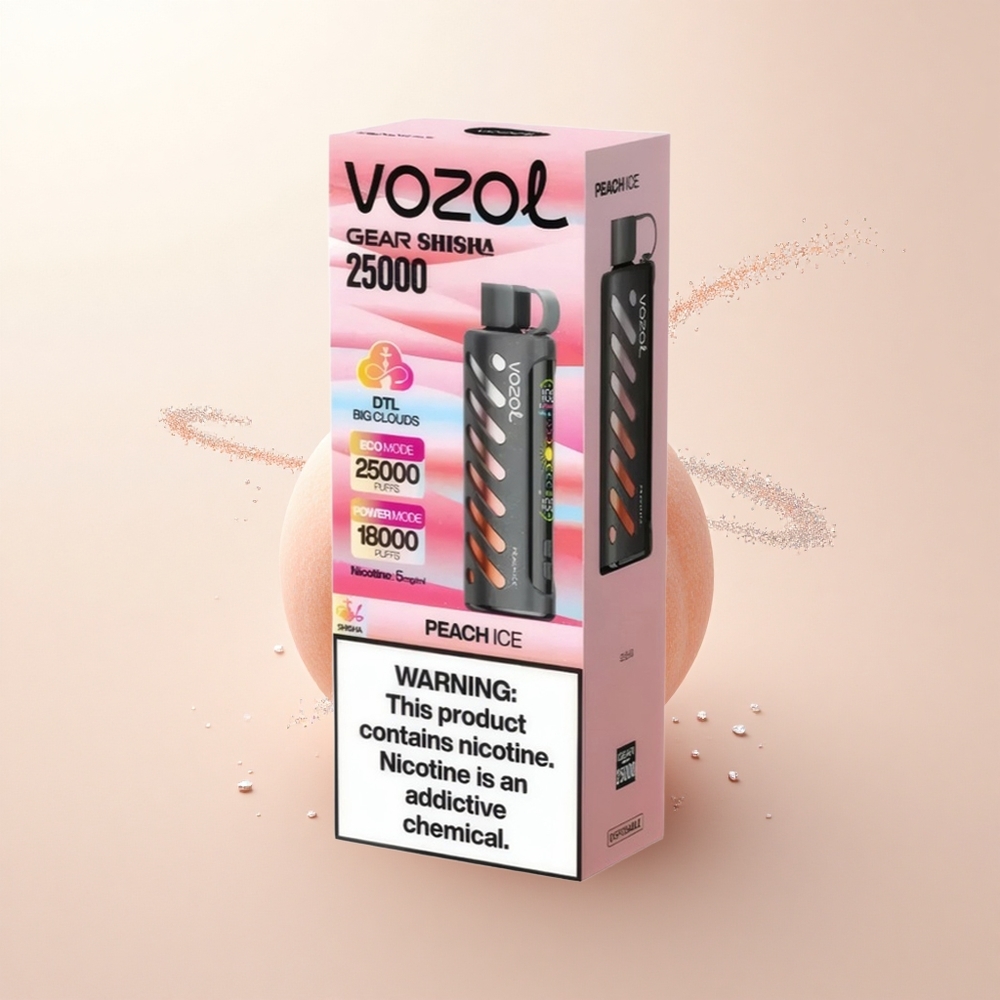 VOZOL Gear Shisha 25000 Puffs Brzoskwiniowy Lód z Podwójnym Mesh i 5mg Nikotyny