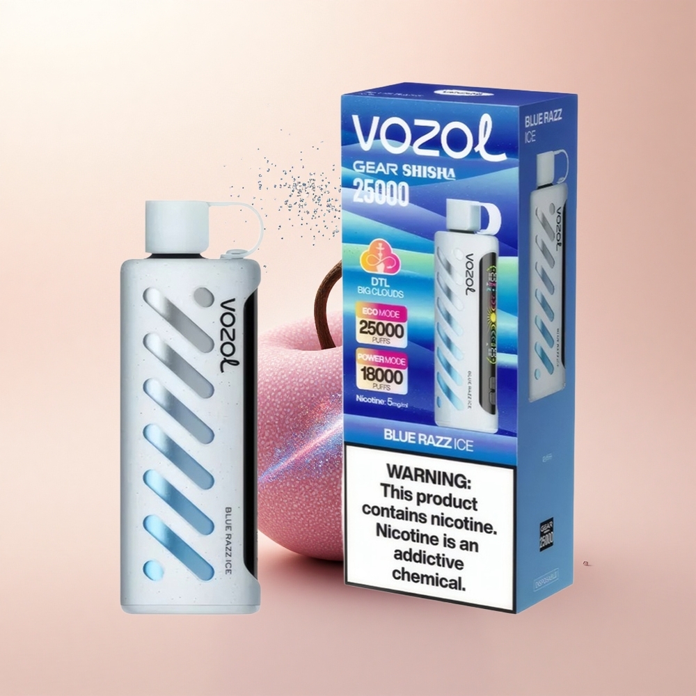 VOZOL Gear Shisha 25000 Puffs Lodowy Błękit Malina Podwójna Siatka