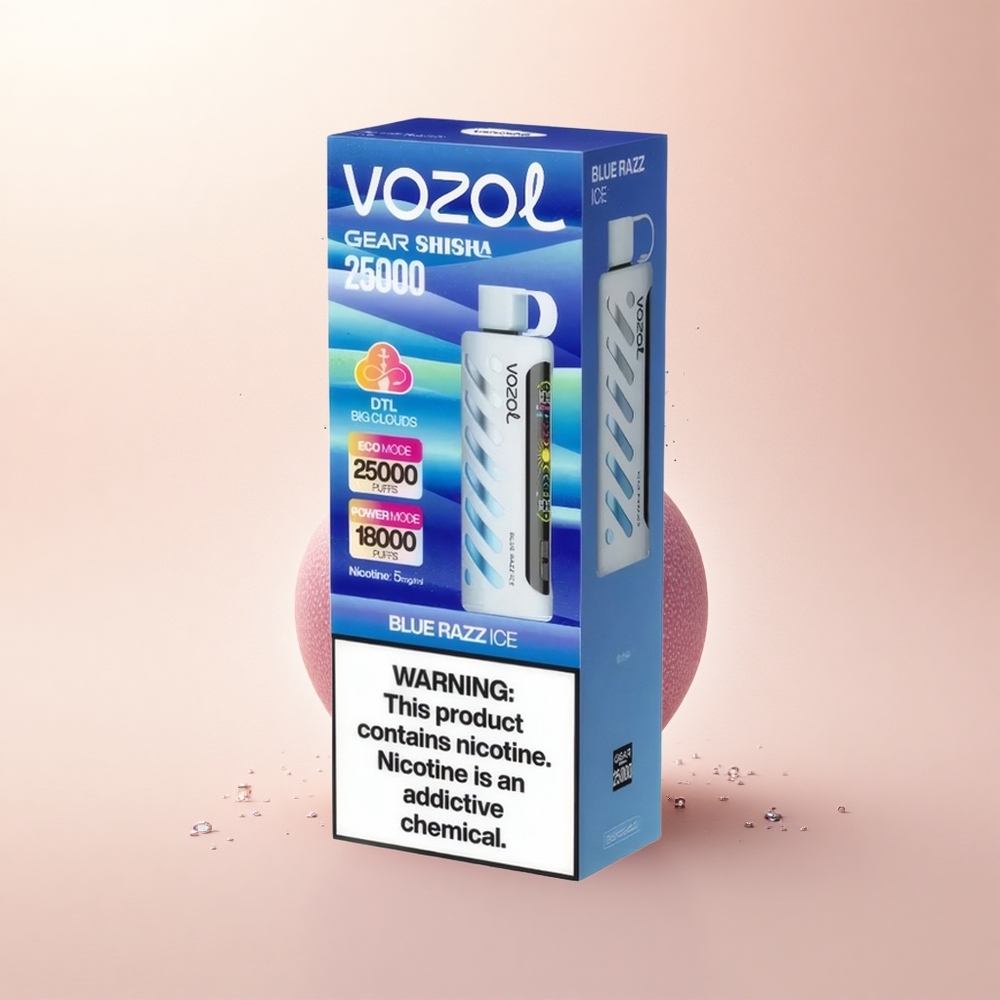 VOZOL Gear Shisha 25000 Puffs Lodowy Błękit Malina Podwójna Siatka